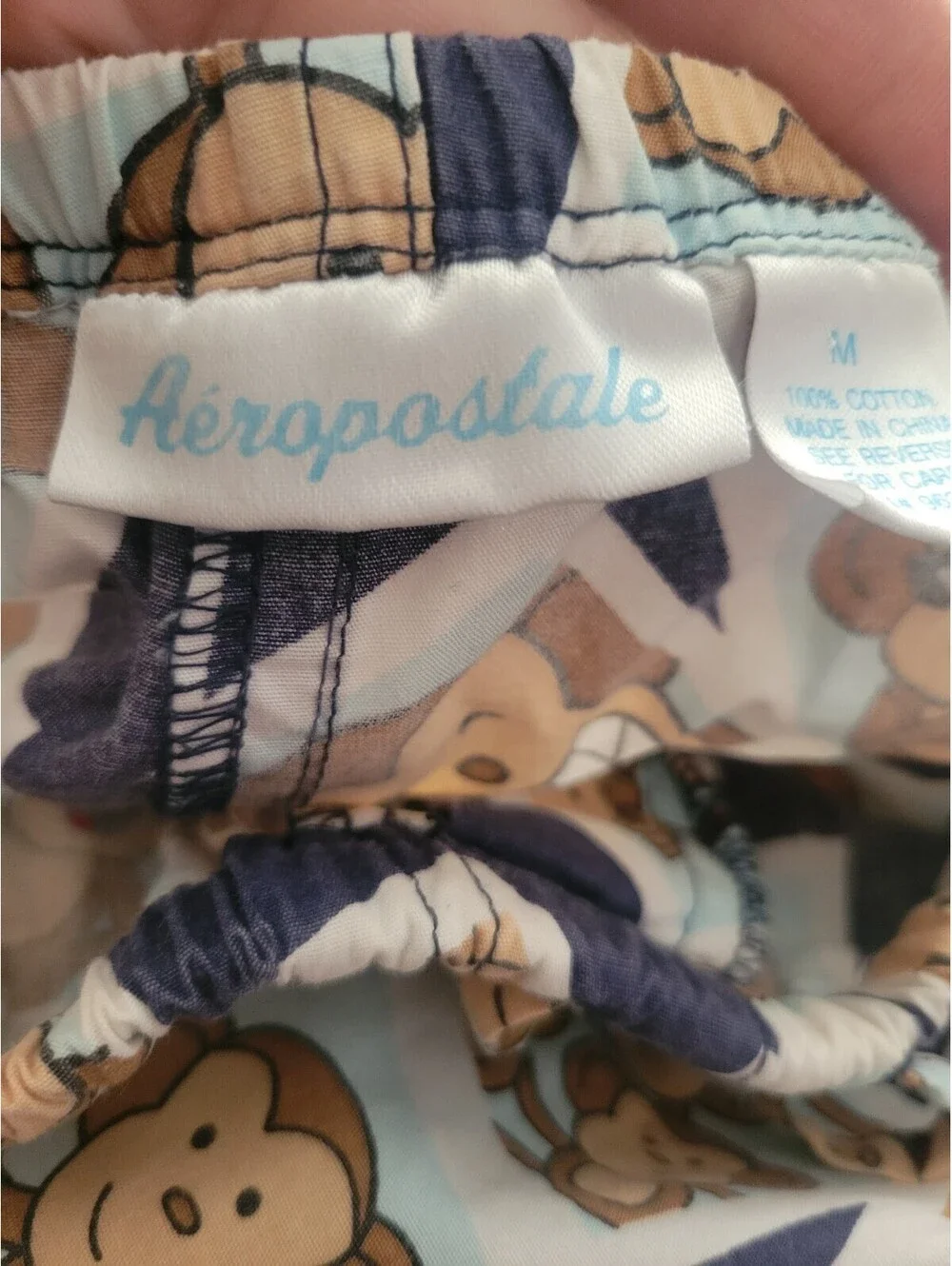 Vintage Aeropostale Pajama Pants Mens M Blue Monkey Print Lounge Sleep Y2K